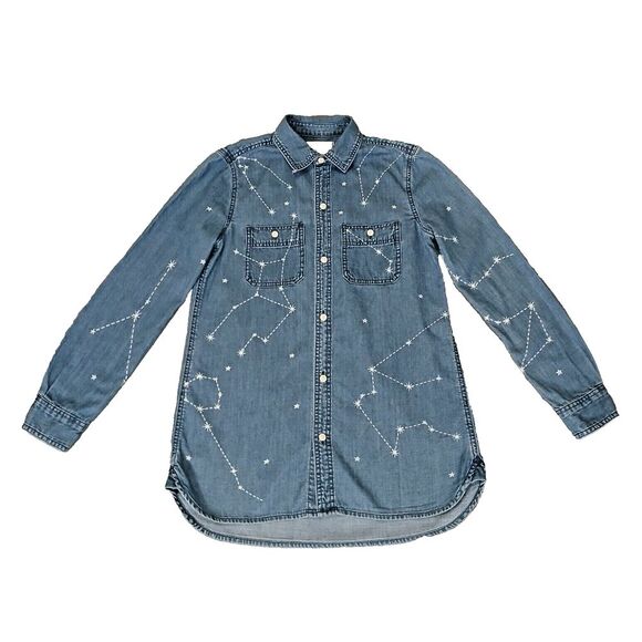 Madewell Tops - Madewell Shirt‎ Womens Long Sleeve Blue Constellation Denim Classic Button Up XS